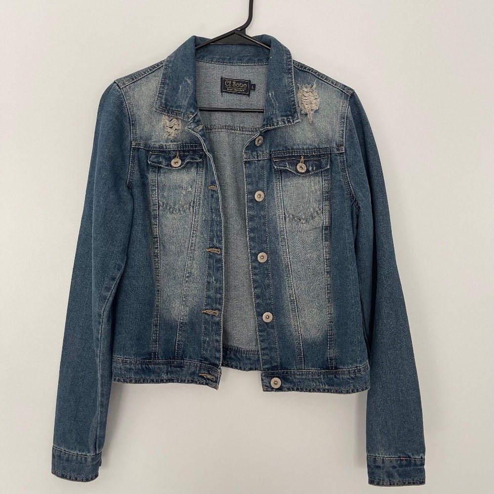Women's L Ci Sono Distressed Jean Jacket